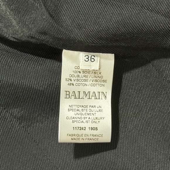 Balmain Double-Breasted Silk-Satin Blazer — Black, Gold Buttons, FR 36 (US 4) - Picture 9 of 11